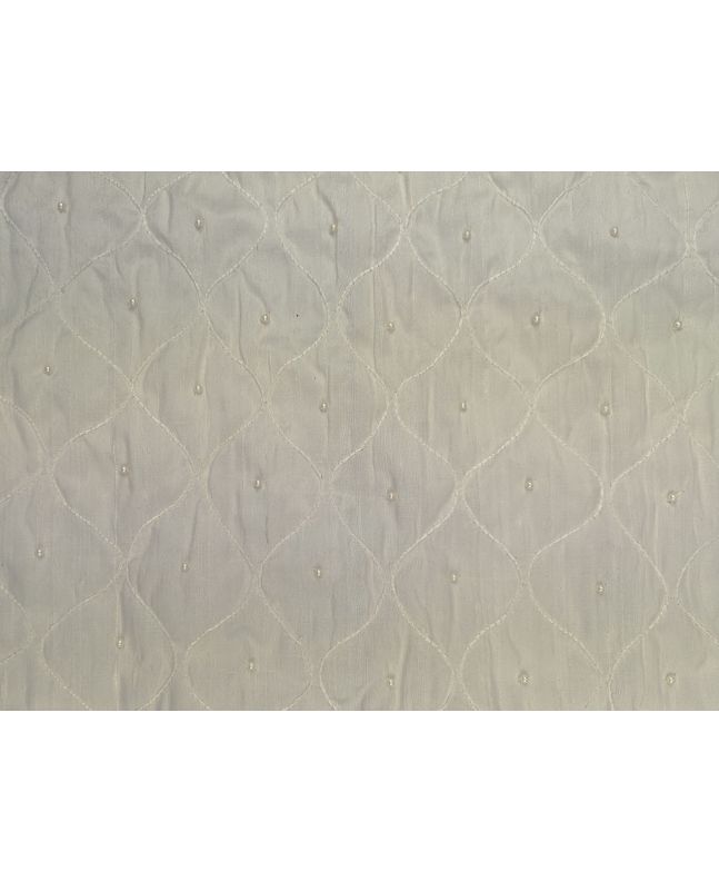 Embroidered Silk Dupion, Ivory, Wave