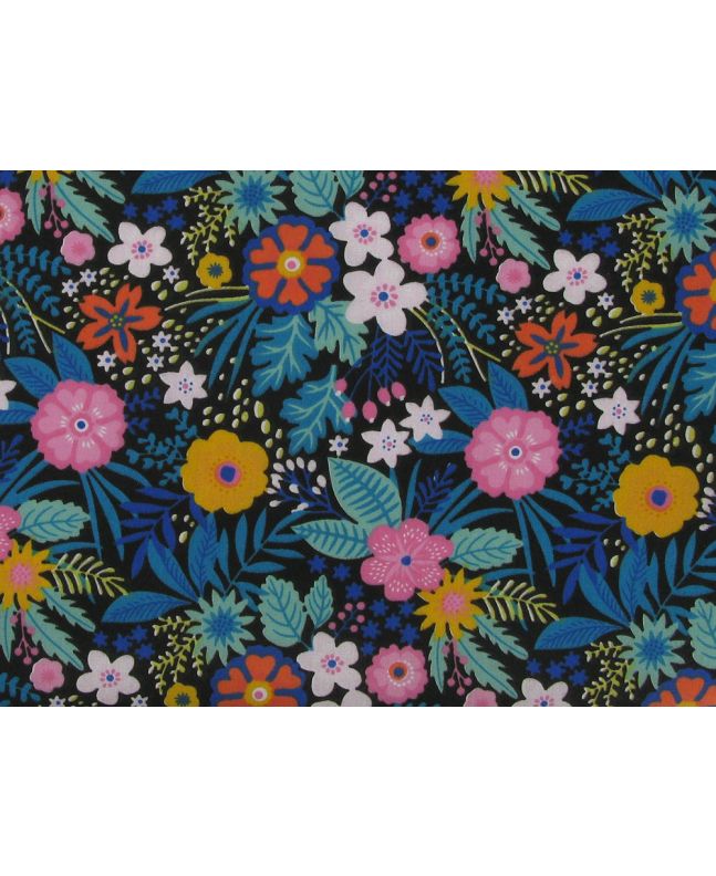 Exotic Flora Polycotton Print, Black
