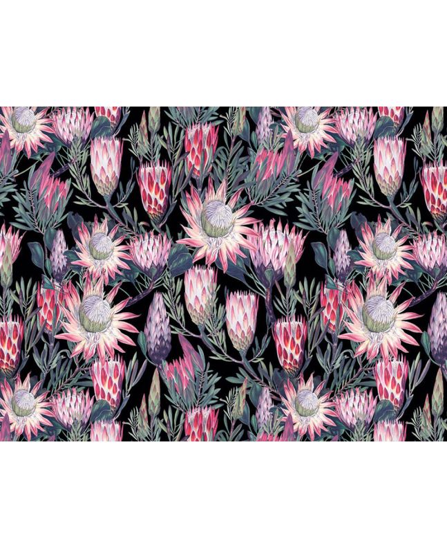 Exotic Jungle Cotton Print, Protea Flowers