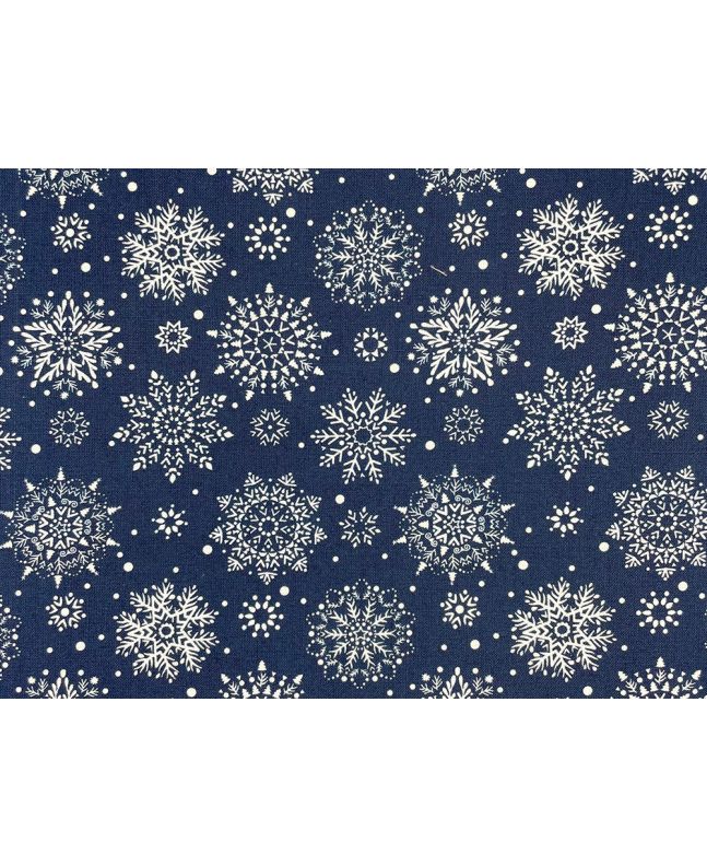 Fancy Winter Snowflake Cotton Print, Navy