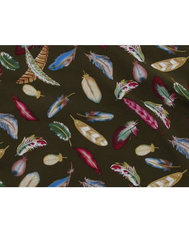 Feather Dash Viscose Print, Olive