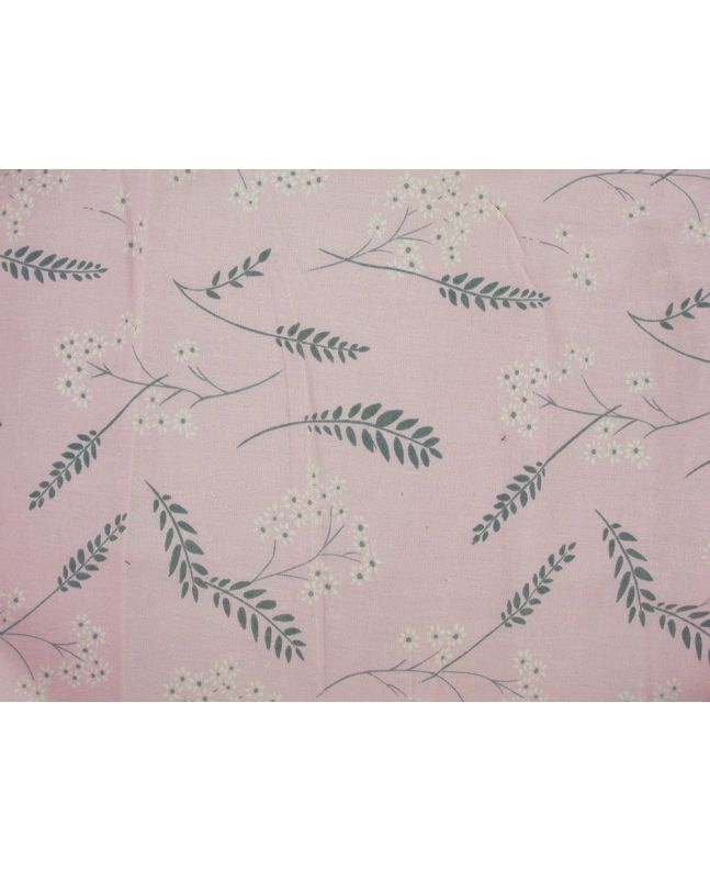 Fern Blossom Linen Look Cotton Print, Pink