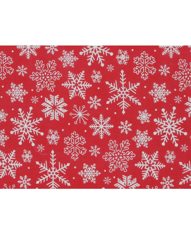 Festive Snowflakes Polycotton Print, Red