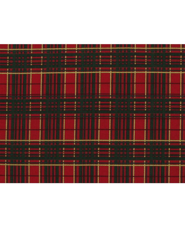 Festive Tartan Cotton Print, Red