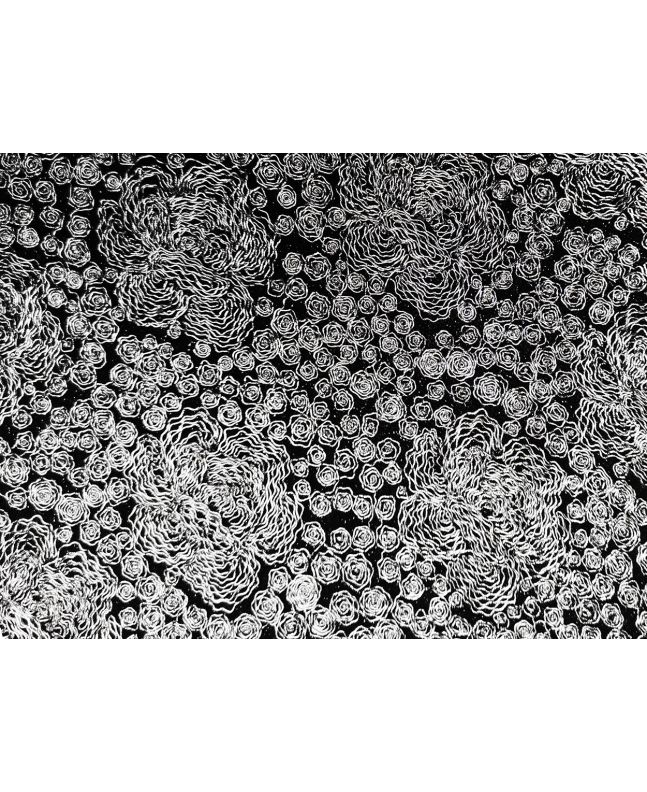 Floral Embroidered Tulle, Silver