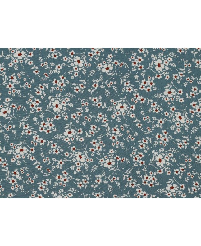 Floral Silhouette Soft Viscose Poplin, China Blue