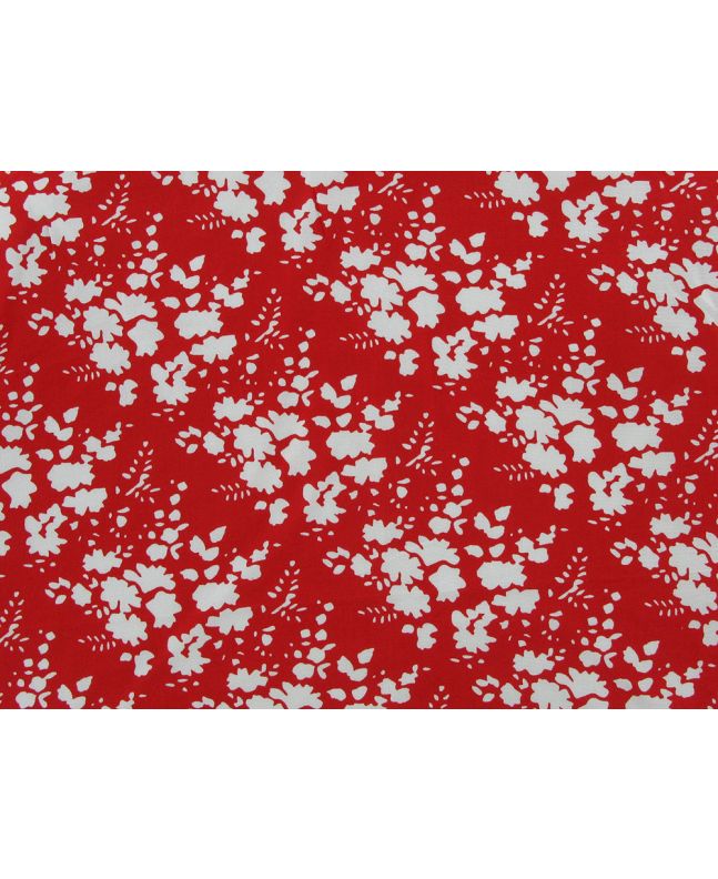 Floral Silhouette Viscose Print, Red