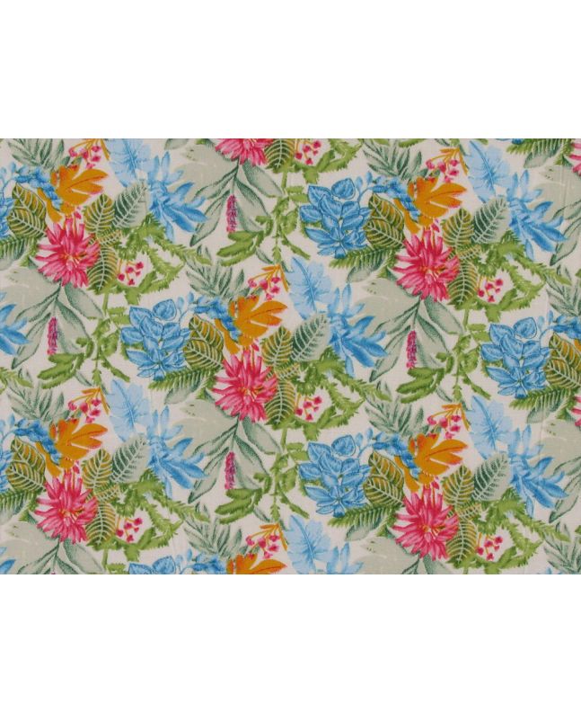 Floral Tropic View Cotton Poplin Print, Cream