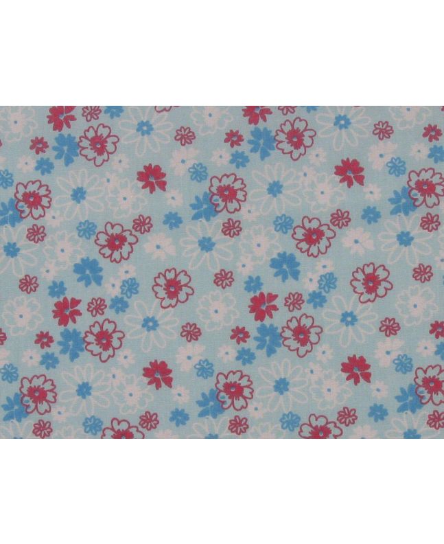 Flower Party Polycotton Print, Sky