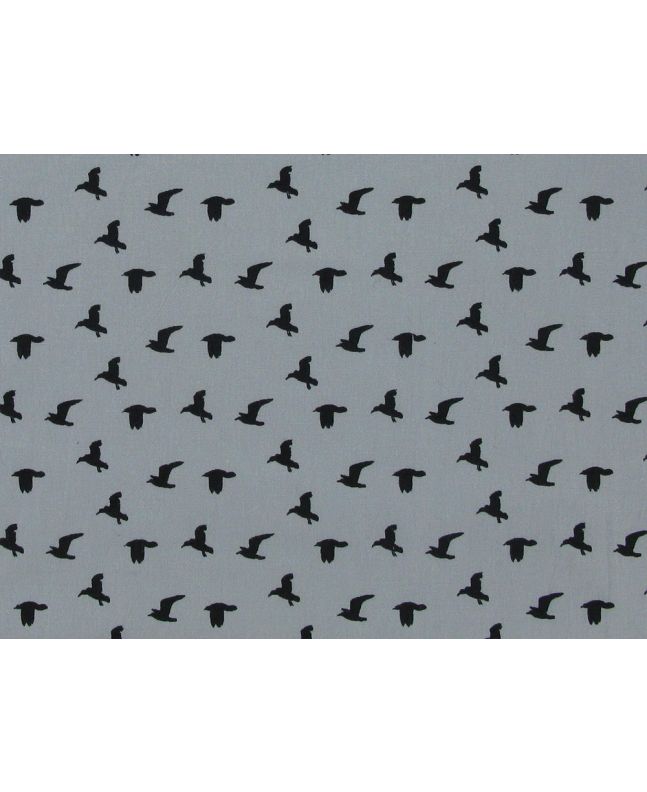 Flying Birds Washed Cotton Print, Blue