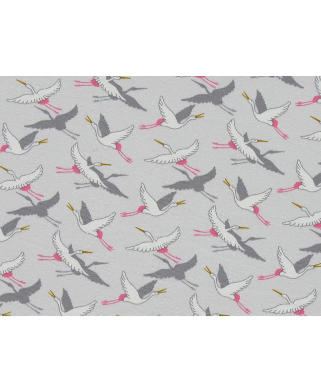 Flying Crane Loopback Cotton Jersey, Light Grey