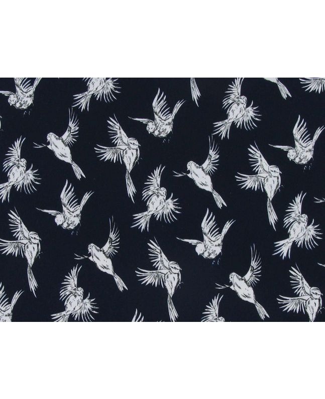 Flying Sparrow Printed Peachskin, Navy
