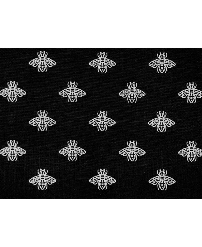 Foil Bees Linen Look Panama Canvas, Silver