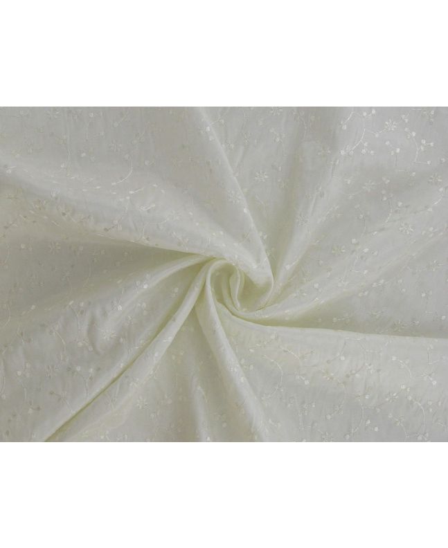 Folding Leaves Embroidered Polyviscose, Cream