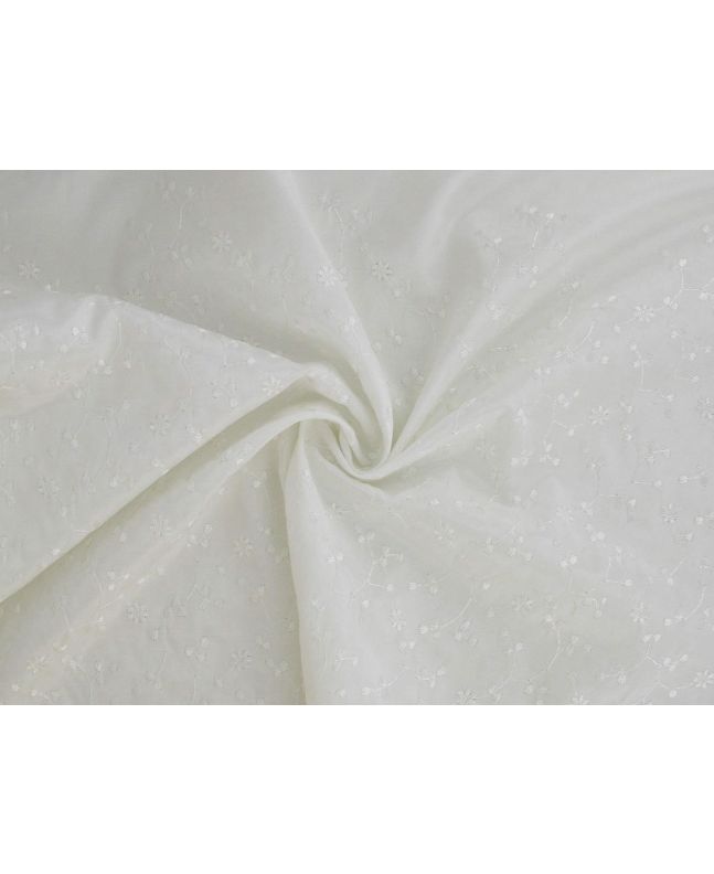 Folding Leaves Embroidered Polyviscose, Ivory