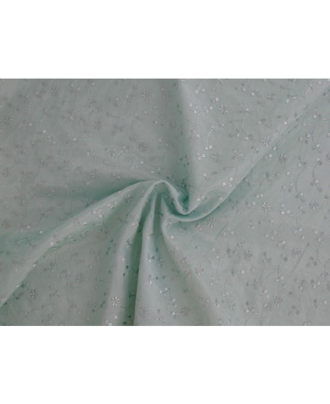 Folding Leaves Embroidered Polyviscose, Mint