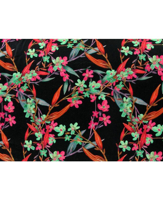 Forest Weave Printed Cotton Sateen, Black