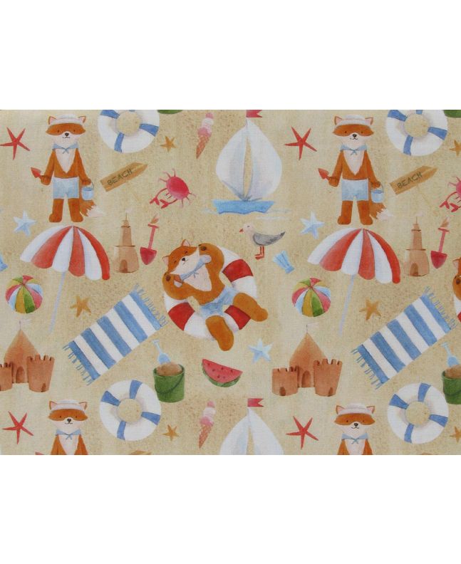 Fox Adventures Cotton Print, Beach
