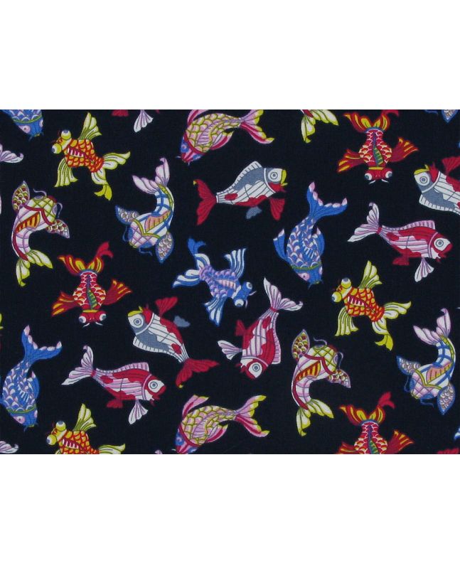 Funky Fish Cotton Poplin Print, Navy