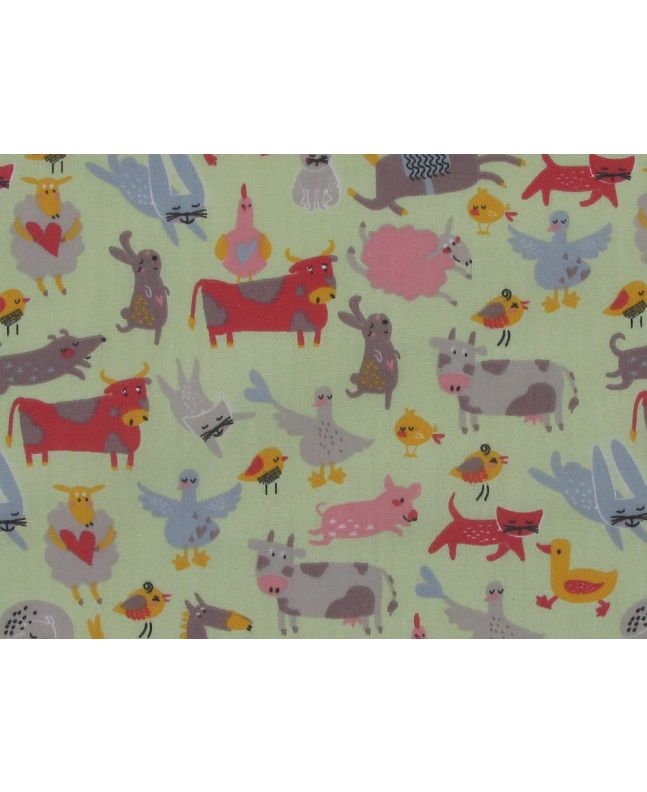 Funny Farm Polycotton Print, Mint