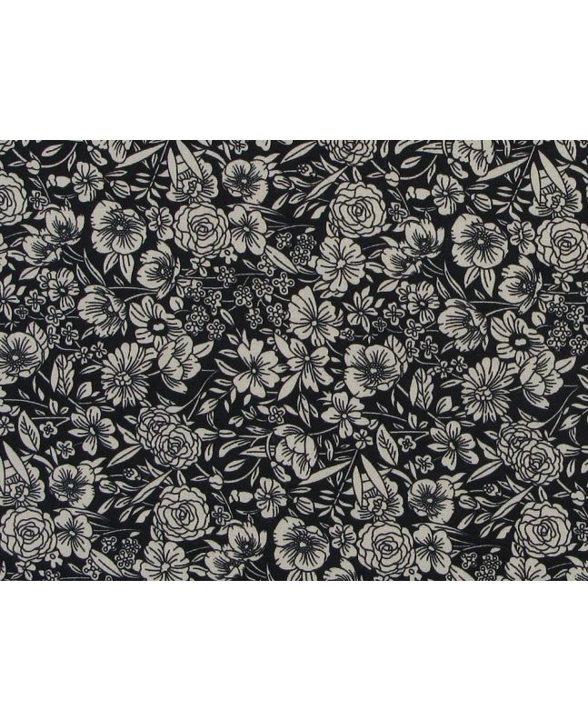 Garden Doodle Cotton Poplin Print, Black