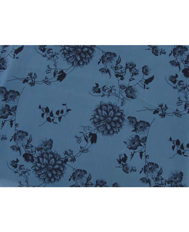 Garden Flutter Printed Cotton Twill, Chambray
