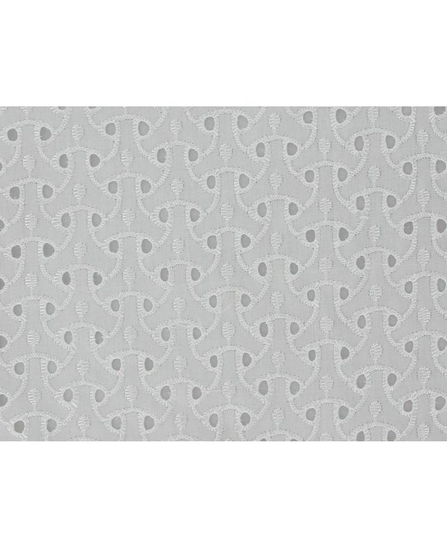 Geo Weave Scalloped Edge Embroidered Anglaise, White