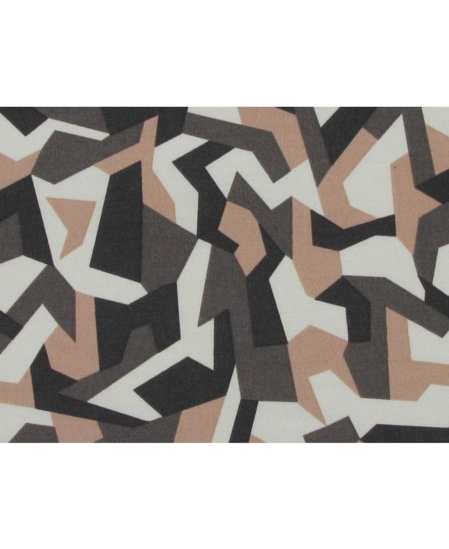 Geometric Camouflage Cotton Poplin Print, Brown