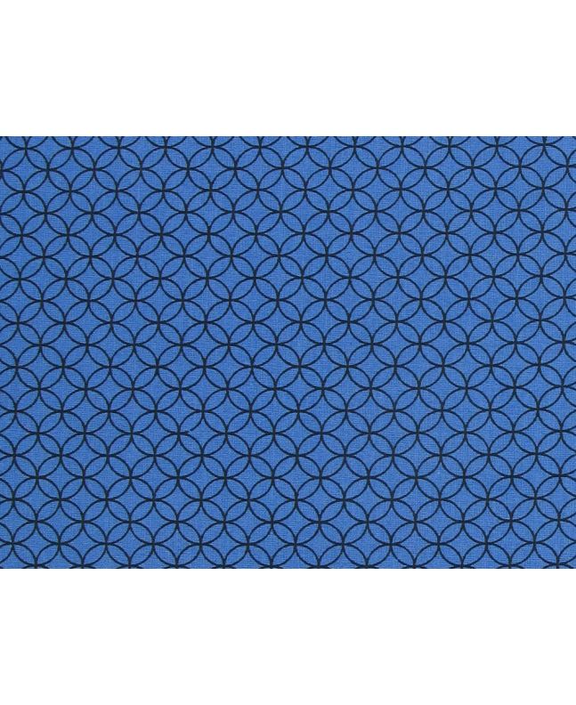 Geometric Circular Chain Cotton Print, Cobalt