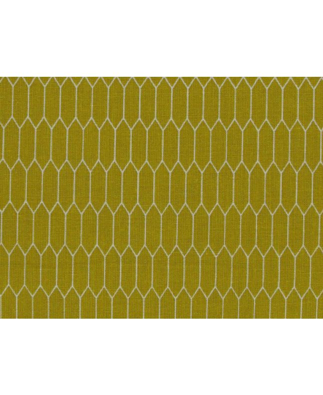Geometric Hex Cotton Print, Mustard