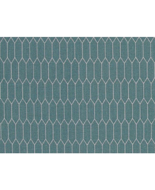Geometric Hex Cotton Print, Teal