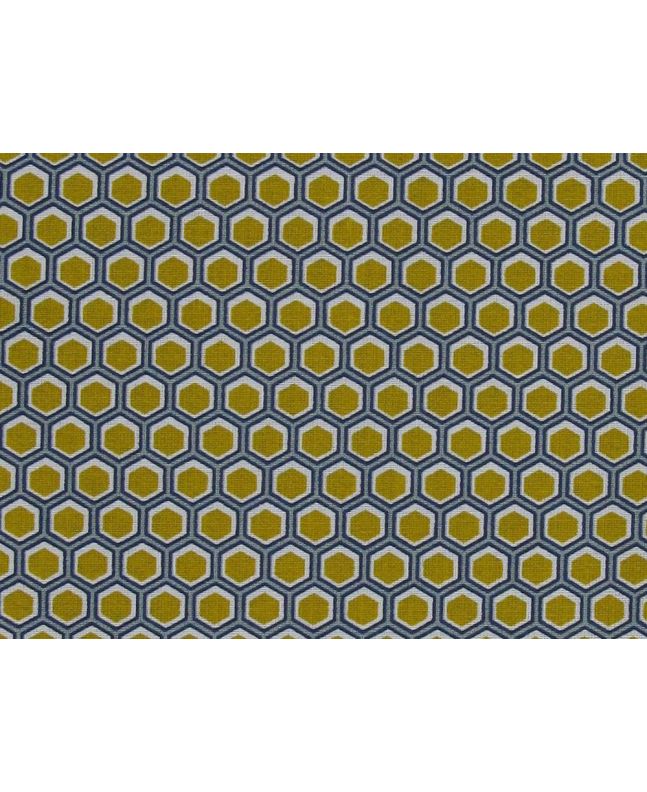 Geometric Honeycomb Cotton Print, Mustard