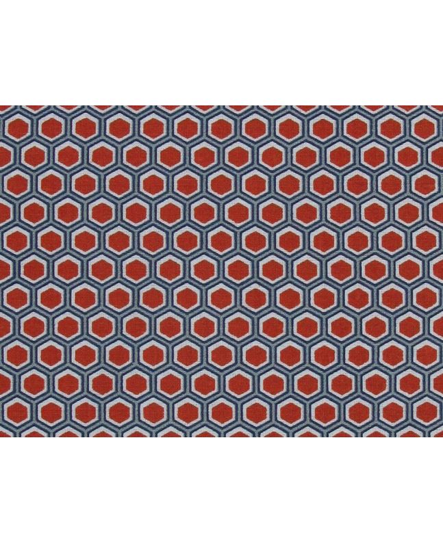 Geometric Honeycomb Cotton Print, Red