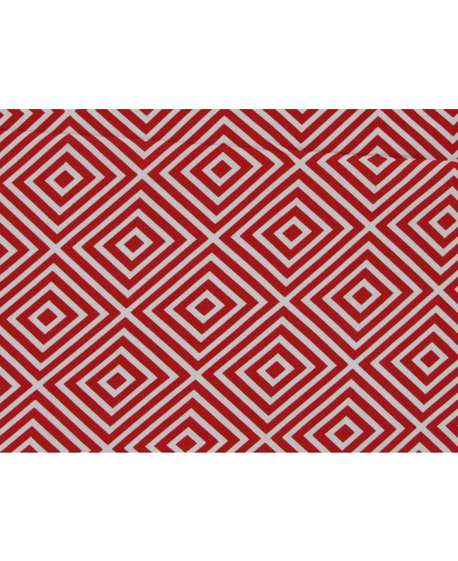 Geometric Nested Diamonds Cotton Poplin, Red