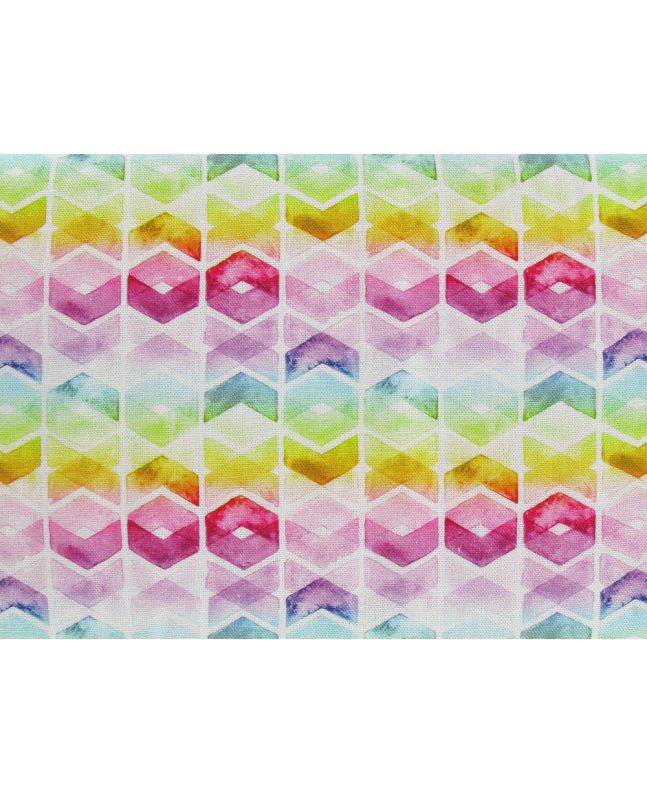 Geometric Rainbow Printed Linen Blend