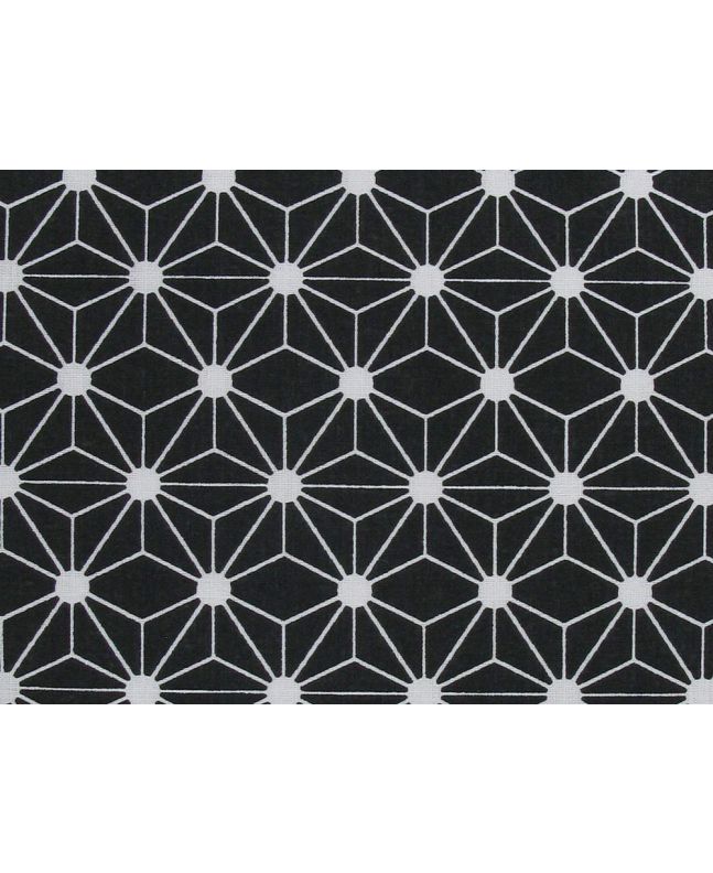 Geometric Rose Cotton Print, Black