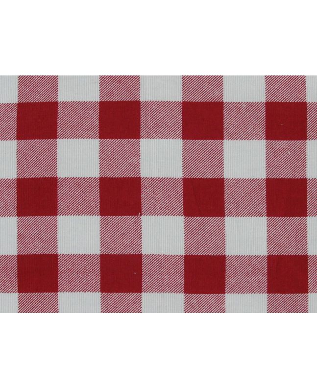 Gingham Check Printed Cotton Corduroy, Red