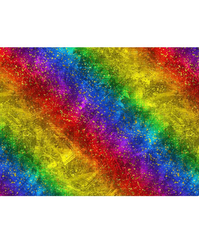 Gold Leaf Rainbow Cotton Print