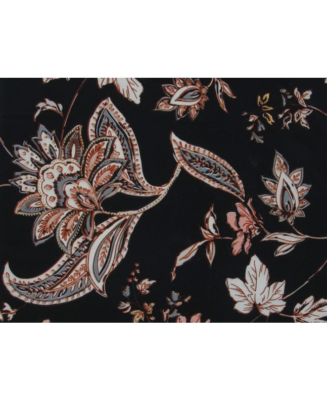 Gold Rose Paisley  Printed Georgette, Navy