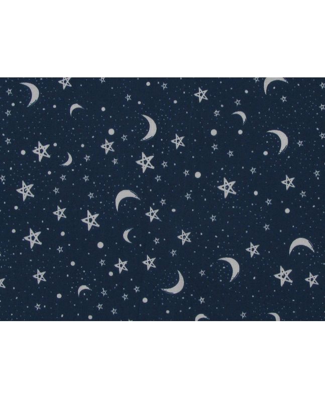 Goodnight Sky Polycotton Print, Navy