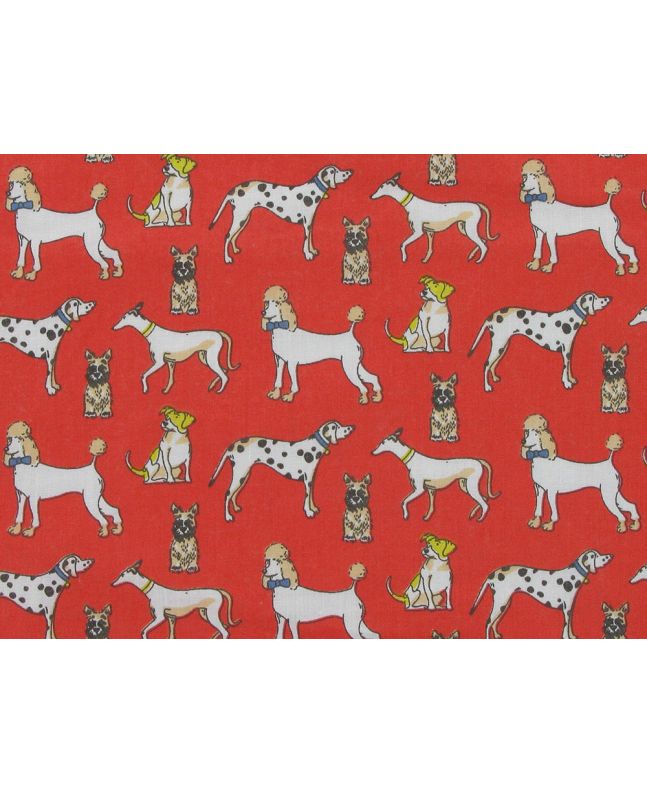 Groomed Dogs Polycotton Print, Red