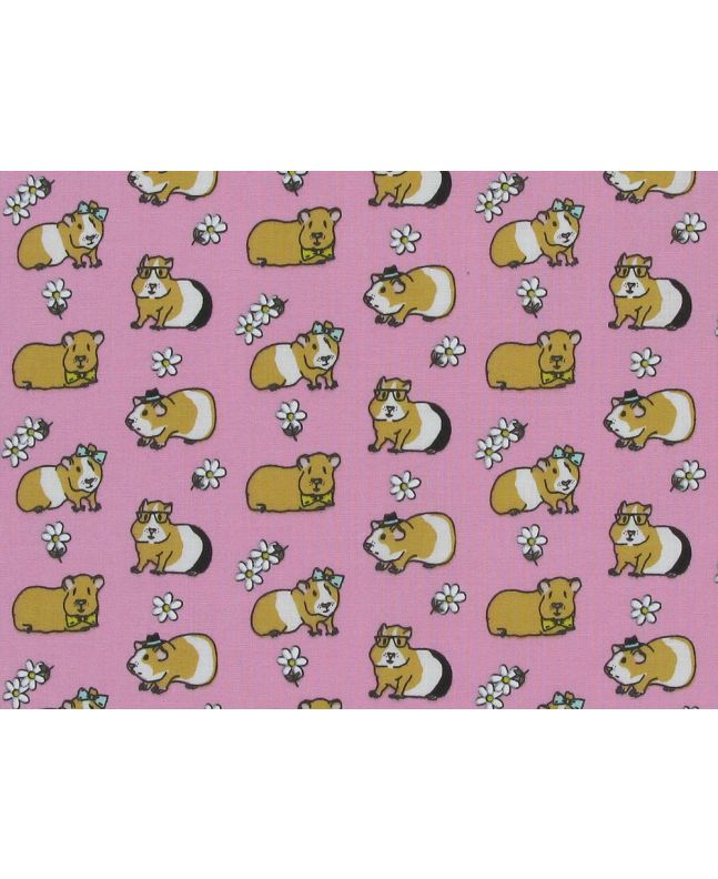 Guinea Pig Daisy Polycotton Print, Pink