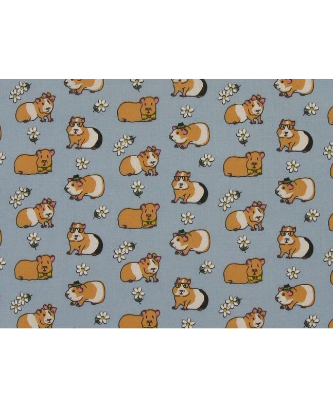 Guinea Pig Daisy Polycotton Print, Sky