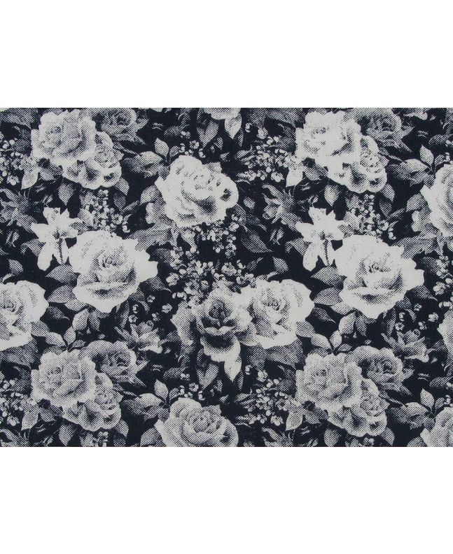 Halftone Rose Cotton Poplin Print, Navy