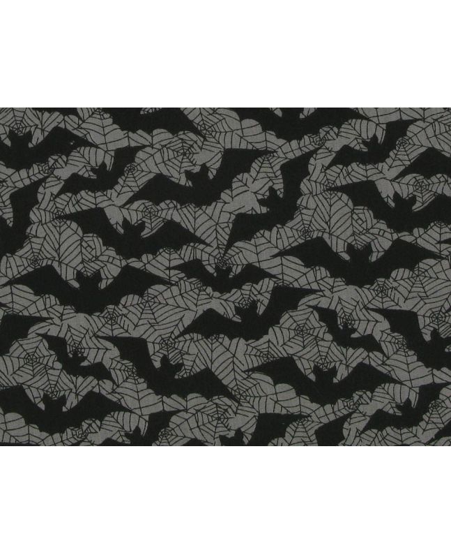 Halloween Bat Web Polycotton Print, Grey