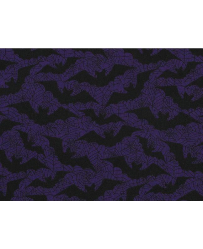Halloween Bat Web Polycotton Print, Purple