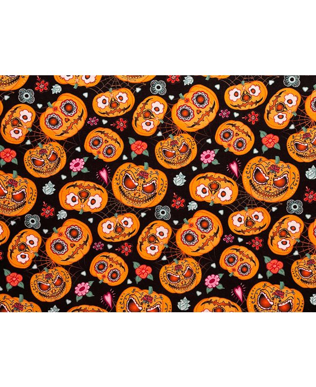 Halloween Pumpkin Face Cotton Print
