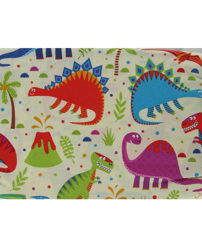 Happy Dinosaurs Cotton Print, Cream