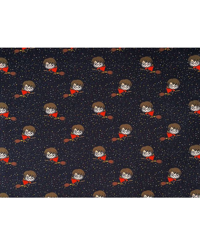 Harry Potter Broomstick Cotton Print, Navy