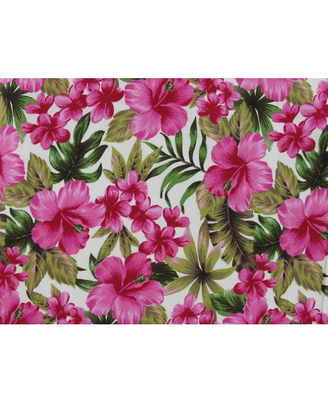 Hawaii Hibiscus Cotton Poplin Print, Cerise